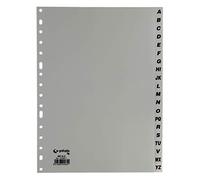 Separador ALFABETICO A4 16 TALADROS EN PP Gris XS para Carpetas DE Anillas 25 Unidades