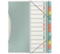 Separador de 12 pestañas multicolor de polipropileno, formato A4, cierre elástico, 266x320mm