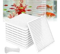 Separador De Acuario,10 Piezas 30*30CM Separador Acuario Divisores De Pecera Con 20 Soportes Y 50 Bridas Para Cables,Rejilla Divisora Acuario,Separador Bandeja Para Peces Para Filtración,Blanco