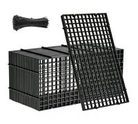 Separador De Acuario,12 Piezas 30*15CM Separador Acuario Divisores De Pecera Con 20 Soportes Y 50 Bridas Para Cables,Rejilla Divisora Acuario,Separador Bandeja Para Peces Para Filtración,Negro