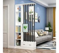 Separador de ambientes con estantes, Biombo de Privacidad de Madera con Cajones Incorporados, Panel Decorativo for Salón y Oficina en Casa(Black Tube+Eco-Board,39.4in)