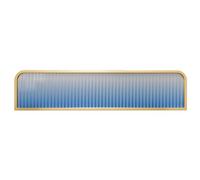 Separador de ambientes de acero inoxidable para oficina, bar y zonas ESS, partición semitransparente con vidrio a rayas azules, elegante elemento de valla baja, 20 x 50 cm