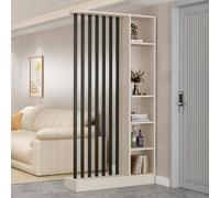Separador de ambientes de madera con estantes, pantalla de privacidad independiente y armario de almacenamiento para decoración del hogar y la oficina