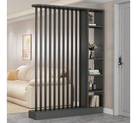 Separador de ambientes de madera con estantes, pantalla de privacidad independiente y armario de almacenamiento para decoración del hogar y la oficina