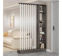 Separador de ambientes de madera con estantes, pantalla de privacidad independiente y armario de almacenamiento para decoración del hogar y la oficina