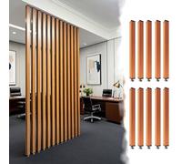 Separador de ambientes de metal, paquete de 10 divisores de oficina con acabado de grano de madera, separador de piso a techo para estudios y oficinas