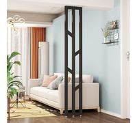 Separador De Ambientes De Suelo A Techo De Metal, Moderno Lujo Columna De Sala De Estar Dormitorio Pared Barra Vertical con Patas Ajustables para Sala De Estar/Estudio(Black,H140cm/55.1in)