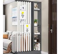 Separador De Ambientes De Suelo A Techo, Madera Maciza Hotel Oficina Habitación Divisor Columna Con Estantes, Diy Paneles De Pantalla De Madera Para Sala De Estar/Estudio(White+black,100cm/39.4")