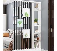 Separador De Ambientes De Suelo A Techo, Madera Maciza Hotel Oficina Habitación Divisor Columna Con Estantes, Diy Paneles De Pantalla De Madera Para Sala De Estar/Estudio(Black+white,120cm/47.2")