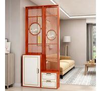 Separador de ambientes Multifuncional de Madera China con Armario y Zapatero, Ideal para Decorar el hogar y la Oficina.(Teak,90cm/35.4in)