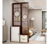 Separador de ambientes Multifuncional de Madera China con Armario y Zapatero, Ideal para Decorar el hogar y la Oficina.(Walnut,100cm/39.3in)