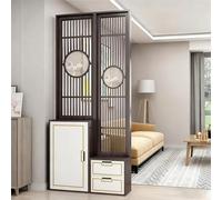 Separador de ambientes Multifuncional de Madera China con Armario y Zapatero, Ideal para Decorar el hogar y la Oficina.(Dark Walnut,100cm/39.3in)