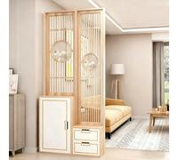 Separador de ambientes Multifuncional de Madera China con Armario y Zapatero, Ideal para Decorar el hogar y la Oficina.(Wood,110cm/43.3in)