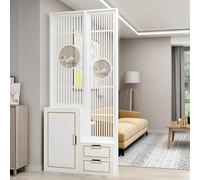 Separador de ambientes Multifuncional de Madera China con Armario y Zapatero, Ideal para Decorar el hogar y la Oficina.(White,110cm/43.3in)
