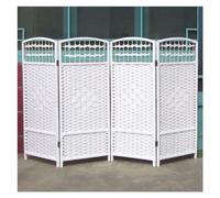 Separador de ambientes plegable portátil, tejido de 4 paneles para sala de estar, oficina, dormitorio, pared de división independiente (blanco, 47.2 x 15.7 pulgadas)