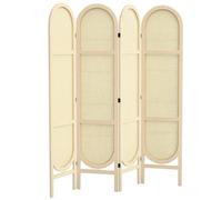 HOMCOM Pantalla Plegable Madera Interior 4 Paneles 170x160cm Blanco | Separador portátil, patrón tejido a mano, tabique para salón, dormitorio, hogar