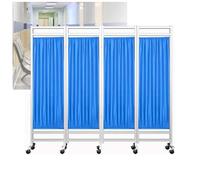 Separador De Ambientes Temporal Plegable De 1,8 M De Alto, Schermo Divisorio Per La Privacy Medico A 4 Pannelli Con Ruote, Tela De Seda De Nailon Extraíble(Blue)