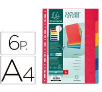 Separador exacompta cartulina simil prespan juego de 6 separadores din a4 multitaladro colores vivos