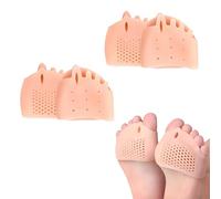 Separador de dedos, 2 pares de separadores de dedos de silicona y almohadillas de bola de pie, almohadillas metatarsianas de gel suave, espaciadores transpirables para dedos para hombres y mujeres