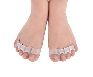 Separador de dedos y protectores, 2 pares de separadores de dedos de gel para dedos superpuestos, para hombres y mujeres, dedos separados para pies correctos, espaciador de dedos ortopédico, corrector
