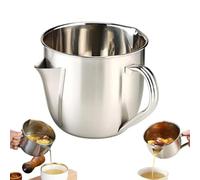 Separador de grasa con diseño de doble boquilla, colador de salsas y salsas de acero inoxidable para caldos, sopas, estofados y ollas calientes. Mango frío al tacto. (S)