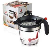 Separador de grasa con fácil liberación inferior, 4 tazas de grasa y salsa separador con colador, resistente al calor, caldo sin grasa para salsas, sopas y salsas