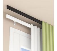 Separador de habitación con rodillos silenciosos para montaje en pared/techo, para sala de estar, dormitorio y baño, privacidad de 2,5 m (blanco)