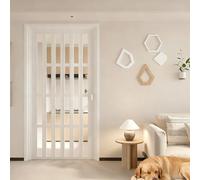 Separador de habitación de acordeón blanco, puerta plegable insonorizada para dormitorio y cocina, impermeable, diseño de acordeón que ahorra espacio, tamaño de una sola apertura, tamaño: 65 x 195 cm