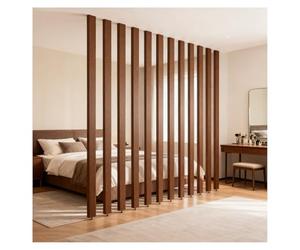 Separador de habitación de listones de madera de piso a techo, elegante partición de pared con estantes para vestíbulo de entrada, 140 cm, solución moderna de decoración del hogar