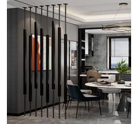 Separador de habitación de listones de metal independiente, divisiones ajustables de 100 a 300 cm para estudio, restaurante y oficina en casa, 8 columnas de poste de 220 cm