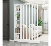 Separador de habitación de madera con estantes de almacenamiento, moderna pantalla de división independiente para decoración del hogar y la oficina