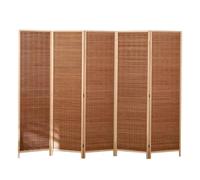 Separador de habitación de mimbre tejido a mano, 5 paneles para sala de estar, dormitorio y oficina, plegable ligero y portátil, 120 x 40 cm, elegante decoración para el hogar