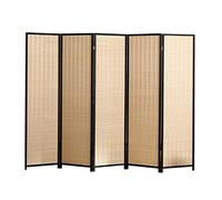 Separador de habitación plegable de bambú japonés, 5 paneles, altura ajustable de 1 m a 1,8 m, perfecto para decoración de dormitorio y sala de estar, ionización de espacio