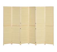 Separador de habitaciones de madera de bambú HOMCOM 6 paneles 270 x 180 cm Separador de habitaciones plegable - Natural