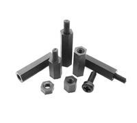 Separador de nailon de plástico negro, 50 Uds., M3 M3x5/10/20/25/30 + 6mm, soporte de columna hexagonal, espaciador macho-hembra, tornillo de cabeza Phillips(Male Female M3X6mm)