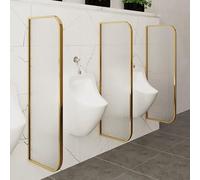 Separador de urinario, divisor de orinal de pared, mampara de inodoro de vidrio templado, pantalla impermeable para orinario, marco de acero inoxidable, para colegios/bares (dorado, 1 unidad)