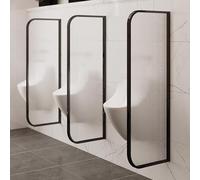 Separador de urinario, divisor de orinal de pared, partición de inodoro de vidrio templado, pantalla impermeable para orinario, marco de acero inoxidable, para colegios/bares (negro, 3 piezas)