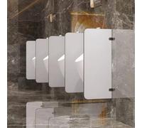 Separador de urinario montado en pared de HPL impermeable, mampara de privacidad para baños públicos, hoteles, escuelas(Light Gray(Rounded),4pcs)