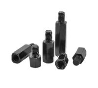 Separador hexagonal negro M3 M4, espaciador de placa base PCB, perno prisionero de pilar, aislamiento de hierro, conexión del chasis, soporte de columna, tornillo(9mm (20pcs),M3 (Thread dia 6mm))