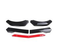 Separador Labios Parachoques Delantero Plástico ABS Ajustable Universal, 4 O 5 Piezas, Divisor Labios Pato, Kit Carrocería De Alerón De Barbilla Spoiler Parachoques Delantero(5pc Black Red1)