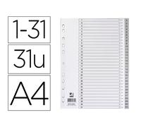 Separador Numerico Q-Connect Plastico 1-31 Juego De 31 Separadores Din A4 Multitaladro