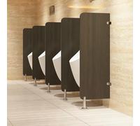 Separador público para orinal, montado en el suelo con código de esquina, 2 piezas de madera, acero inoxidable, ideal para baño o hotel