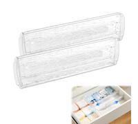 Separadores de Cajones, Organizador Cajones,2 Piezas Separador Cajones, Cajones Organizadores Plastico, Organizador Cocina, 30-51cm Ajustables Divisores, Utensilios de Cocina, AcríLico Transparente