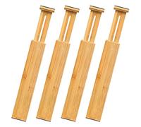 Separadores de cajones, paquete de 4, organizadores de cajones de bambú ajustables con resorte, separadores de organización expandibles duraderos para tocador