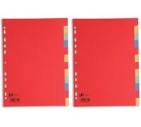 Separadores de cartón Oxford. 12 pestañas y 4 colores. A4. (Paquete de 2)