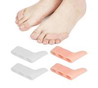 Separadores de dedos de 4 piezas, almohadilla de alineación de los dedos, protector de dedos pequeños, separadores de dedos pequeños, protector de dedos de los pies, unisex, con tres agujeros (blanco,