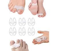 Separadores de dedos de gel, 12 Piezas, Banda Anti-Juanetes para Enderezar los dedos Torcidos o Superpuestos, separador de dedos con 2 bucles, Separadores de Silicona Suave para Comodidad Diaria