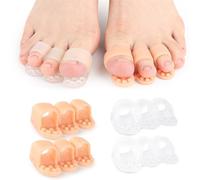 Separadores de dedos de silicona suave, 2 pares de alisadores de dedos superpuestos para mujeres y hombres, separador de 3 dedos de los pies, mangas de alineación de dedos, corrector ortopédico de