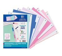 Oxford Strongline, Separadores Archivador 4 anillas A4, Plástico Opaco, 5 Posiciones, 4 Taladros, 5 Colores Pastel