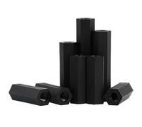 Separadores y Pilares de Espaciado, Tuerca manual 50 Uds. Espaciador hexagonal de plástico negro hembra a M2/M2.5/M3/M4 5-50mm(M4x30mm (50pcs))